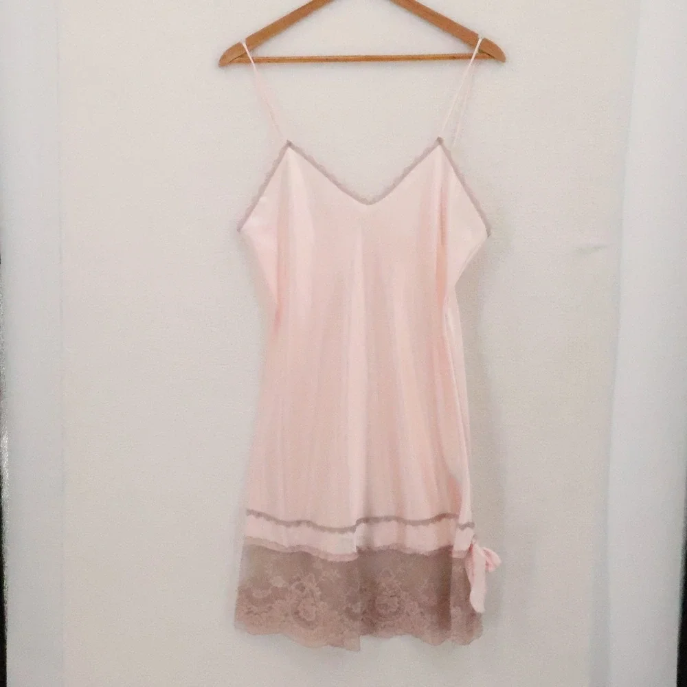 Colesce Couture Vintage 90s Lingerie Set Womens Size L Pink Lace Satin Romantic - Picture 10 of 16